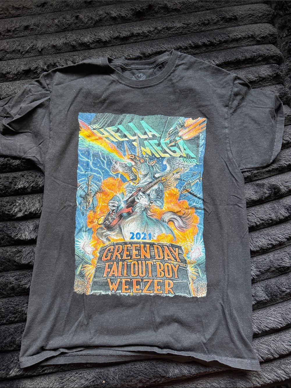 Rock Tour Graphic Tee featuring Green Day, Fall Out Boy & Weezer - Black